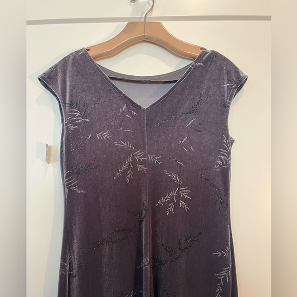 NWT Vtg 90s Y2K Hillard&Hanson gray silver velvet maxi whimsigoth evening dress - Picture 7 of 10